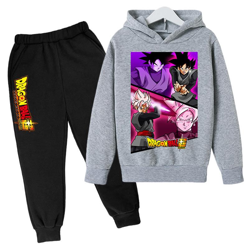 2025 New Anime Dragon Ball Z Hoodie Kids Clothes Boys Baby Girls Clothing Kakarotto Hooded Goku Sweaters Hooded +pants 2pcs
