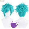Heartsteel Aphelios Cosplay Wig LOL Cosplay Short Blue Green Heat Resistant Synthetic Hair Game Anime Wigs + Wig Cap