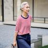 Mu Zi Women's Summer Striped Lyocell Blend T-Shirt