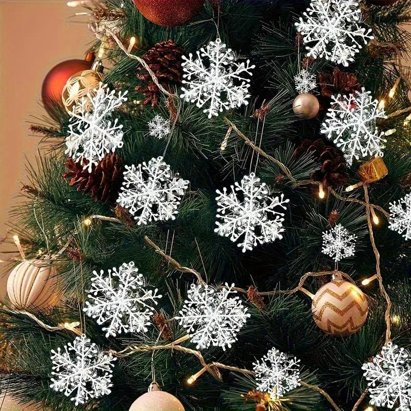 Snowflake Garland Christmas Tree Hanging Ornaments, Party Venue Decoration,Window Stickers,Xmas Holiday Snowflake Festival Decor