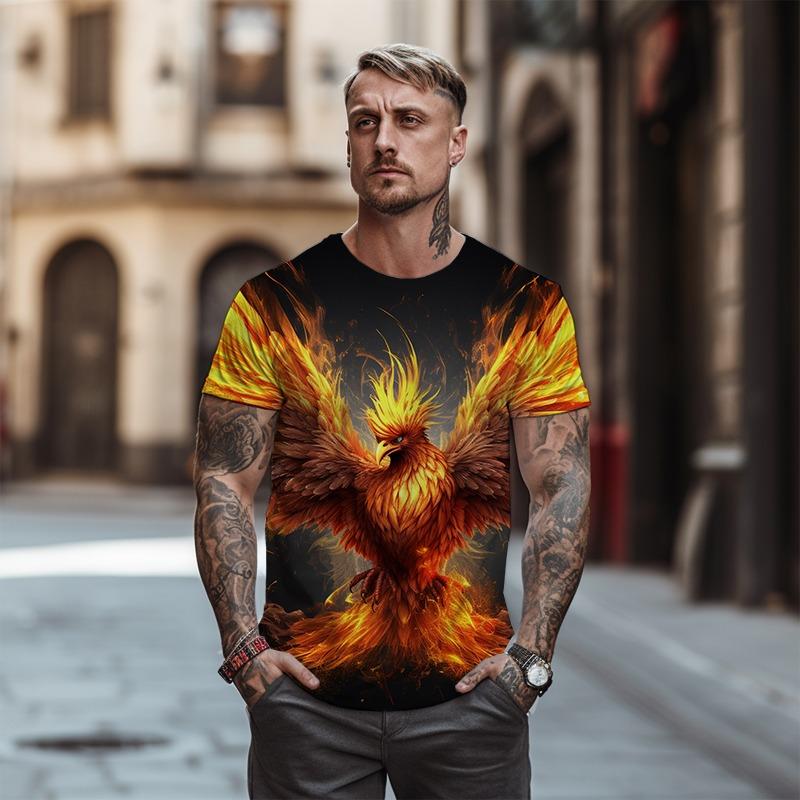 

3D Colorful Phoenix Graphics Round Neck T -shirts In Summer Men s Street Harajuko Top Fashion Leisure Oversized T -shirt S