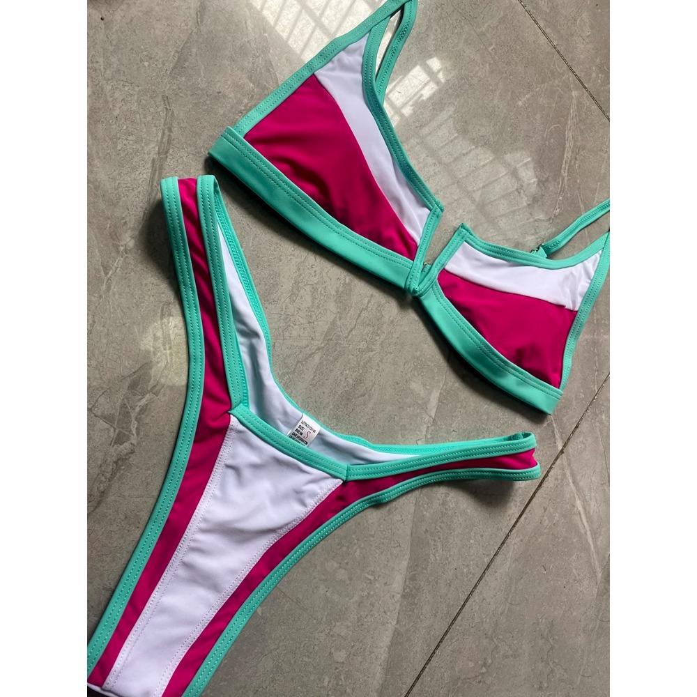 Splicing Denim V Shaped Thong Bikini Women Swimsuit Female Swimwear Two Pieces Bikini Set Bather Push Up Bathing Suit Swim Lady