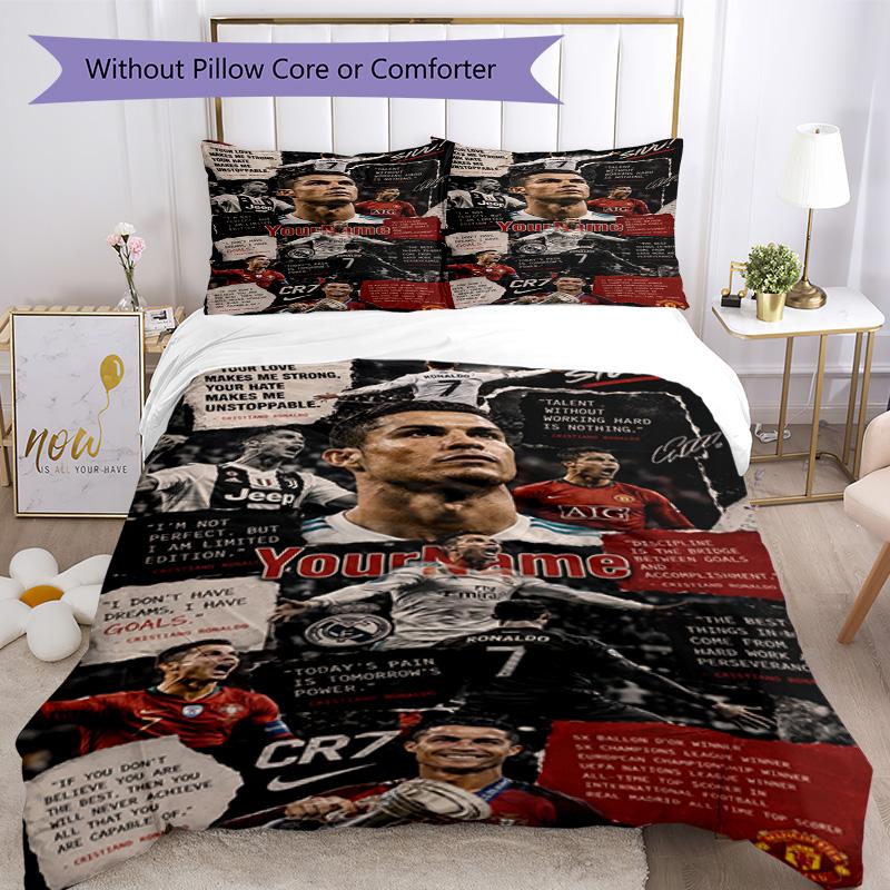 Cristiano Ronaldo 90 Customize Your Name Bedding Set Breathable Duvet Cover with Pillowcases Home Decoration Birthday Gift