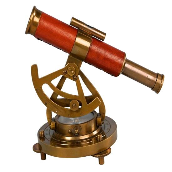 Brass Telescope with Compass Nautical Spyglass Decor Red Leather
