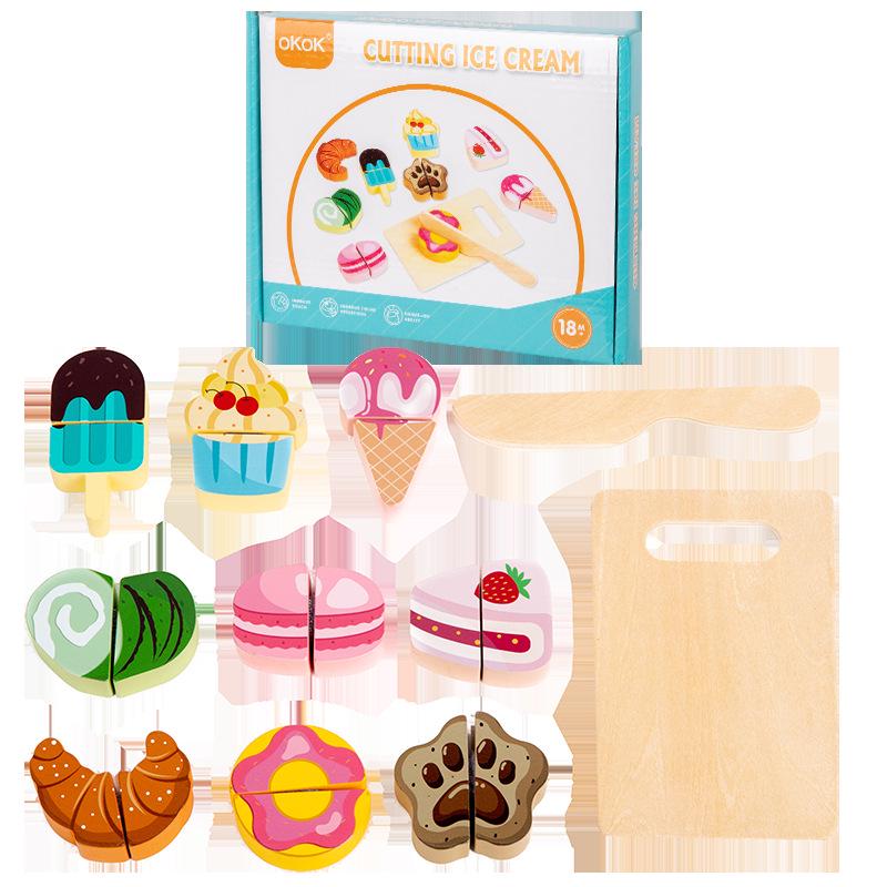 Chop Chop Fruit & Veggie Wooden Playset: Baby Kitchen & Educational Toy for Early Learning Simulated Cutting.
