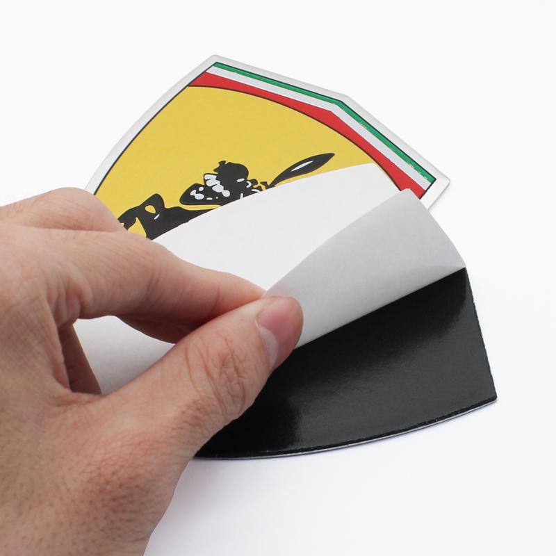 YRS3 1pcs 3D Car Styling Metal Sticker Car Logo Ferrari Donkey Badge Emblem Dekoration Stickers For Ferrari Tools Auto Accessories