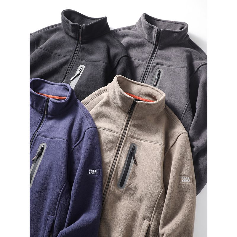 Fleece Jacket for Men, Autumn and Winter, Stand-Up Collar, American-Style Cardigan, Zip-Up Jacket, Sweatshirt, Foreign Trade Men's Fleece Clothing