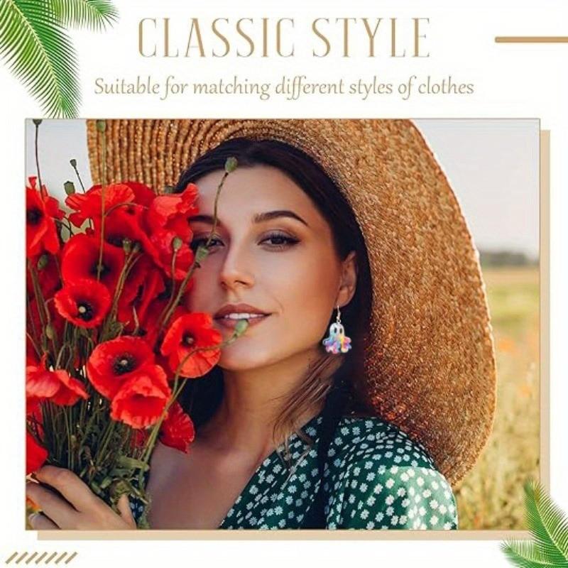 Brincos Acrílicos Fantasma Divertidos Em Cores Vivas Chamativos Design de Desenho Animado Fofo Para Mulheres