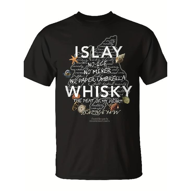 Islay Whisky Scotch T-Shirt | Scotch Malt Whisky Map with Single Malt Distillery Print (Lafroy, Lager) - 100% Casual Crew Neck, Machine Washable, S чёрный