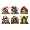 Wooden Fairy Garden Decoration, Tree Hollow Cottage Door with High-Definition UV Printing, Waterproof Acrylic Outdoor Garden Ornament for Plants Pots