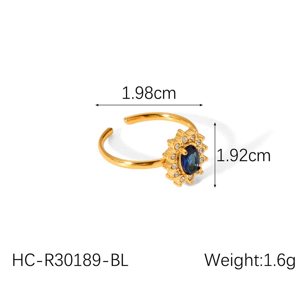 Light Luxury Zircon Inlaid Titanium Steel Ring, Non-fading French Style High-end Stainless Steel Open Band