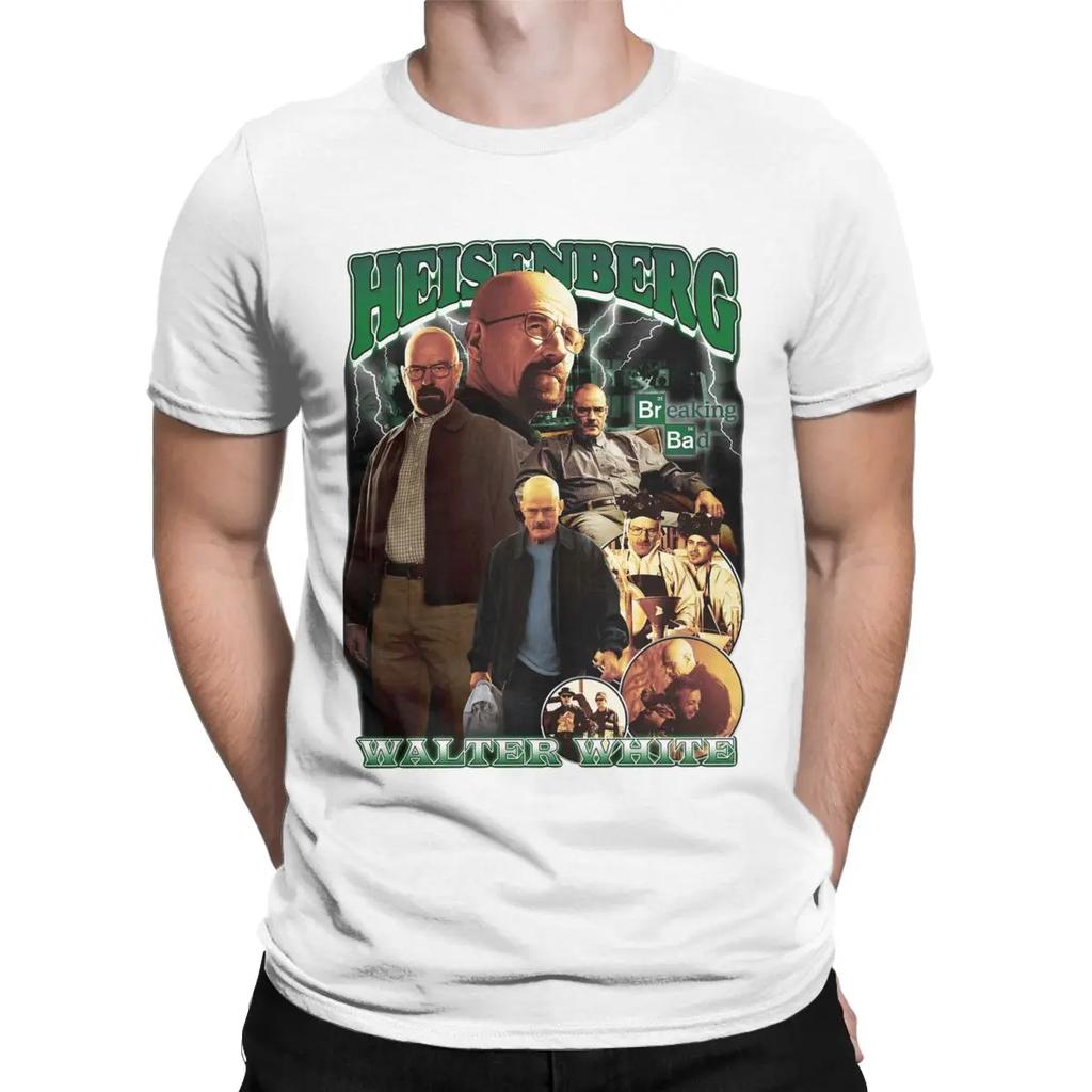 Heinsenberg Walter White Vintage T-Shirt Men Breaking Bad Novelty Cotton Tees O Neck Short Sleeve T Shirts Printing Clothing