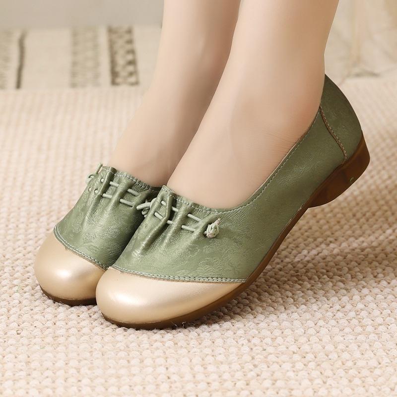New Chinese Women's Shoes Mother Shoes Spring and Autumn Retro National Style Versatile Lazy Shoes Non-slip Casual Comfortable Shallow Mouth Si
