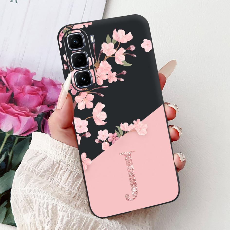 For Infinix Hot 50 Pro Plus Case X6880 X6881 X6882 Silicone Cover Fashion Flower Letters Soft Funda For Hot 50 Pro Hot50 4G Capa