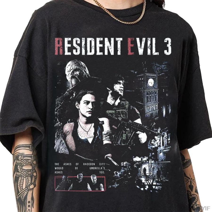 Resident Evil 2 Biohazard Game Tshirt for Men Women Leon Kennedy Cotton T Shirts Streetwear Tops J56 Hip Hop Mens Clothing