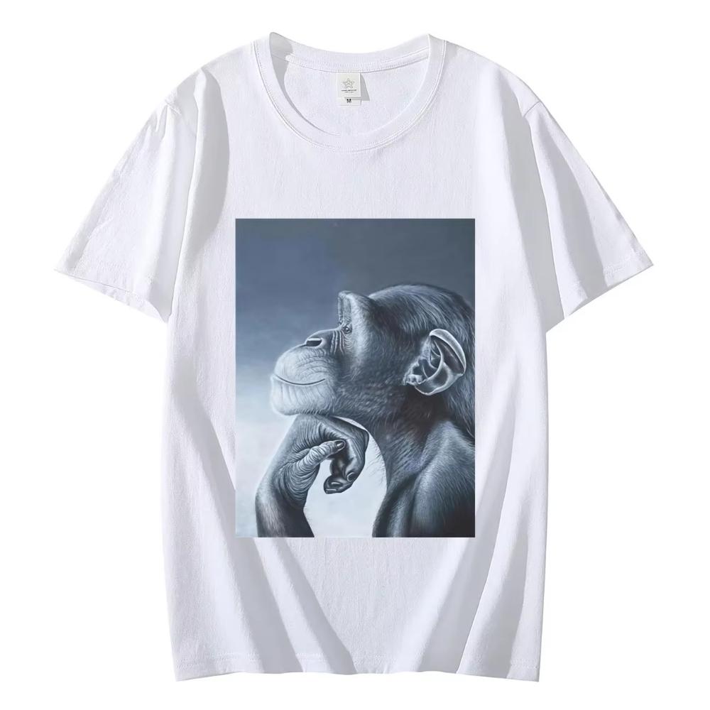 Funny Rage Bait Monkey Meme T-shirts Fashion Vintage Short Sleeve T-shirts Men Women Clothing Summer Cotton T Shirt