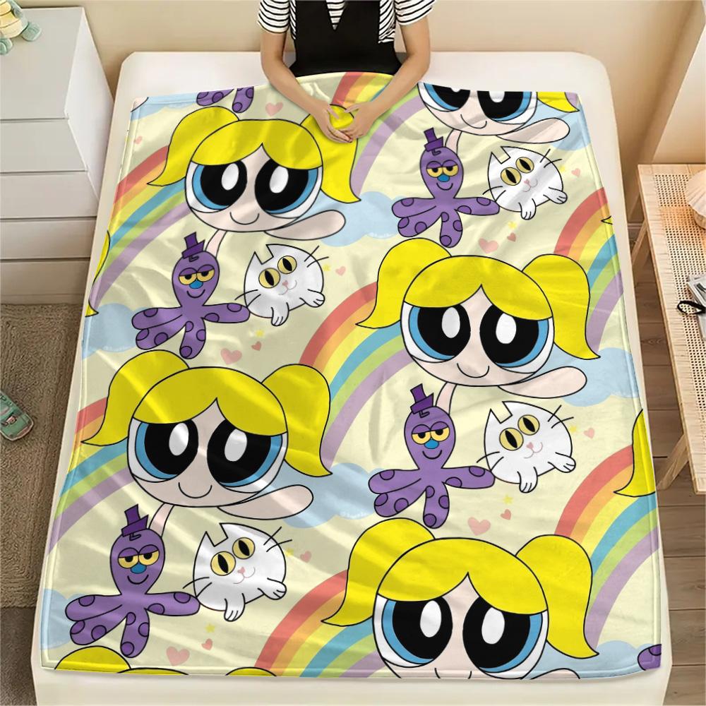 The Powerpuff Girls Bubbles flannel blanket, cozy for home space, perfect gift for fans 75x90cm
