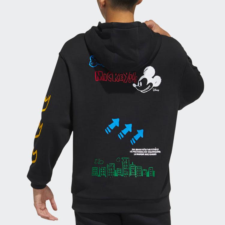 Adidas Originals Trefoil Fangtastic Series Disney Mickey Print Sport Pullover Hoodie Men Tops Black H37060