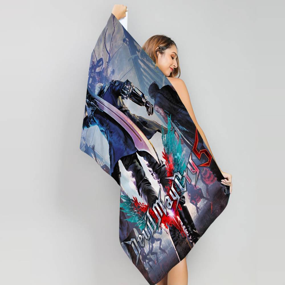 Game D-Devil M-May Cry-S Beach Towel Colorful Bath Towels For Girl Microfiber Quick Dry Custom Sand Free Beach Yoga Spa Gym Pool