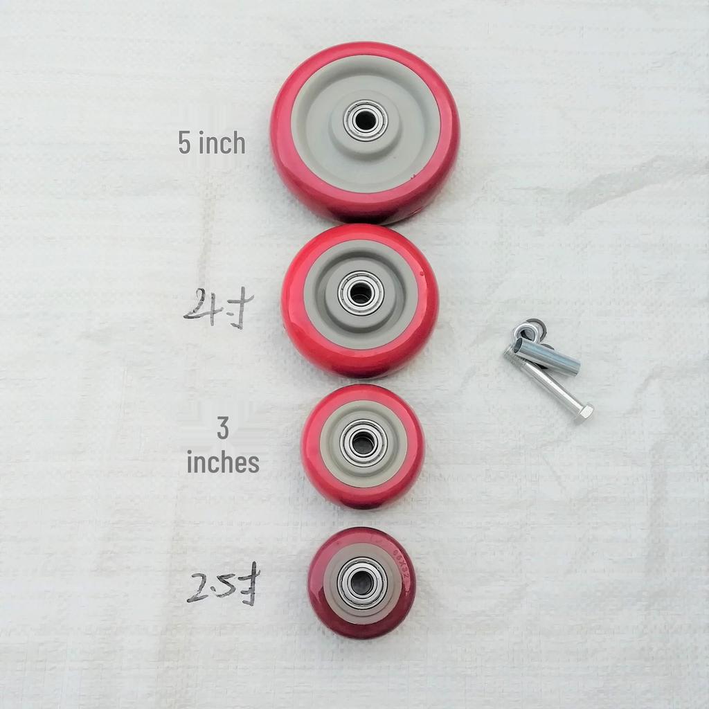 Medium Jujube Red Double Bearing PVC Rubber Swivel Caster Wheel