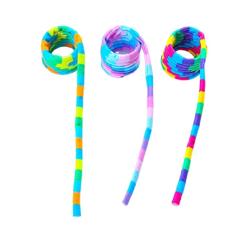 Interactive Colorful Rainbow Striped Plush Telescopic Spring Cats Toy Make Curiosity and Provide Hour of Entertainment