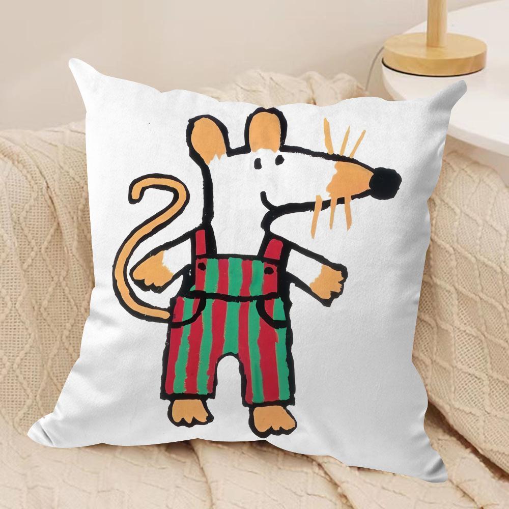 Cute B-Bobo The M-Mouse Cushion Cover Short Plush Double-Sided Print Square Throw Pillow Covers Sofa Home Cushion Decor