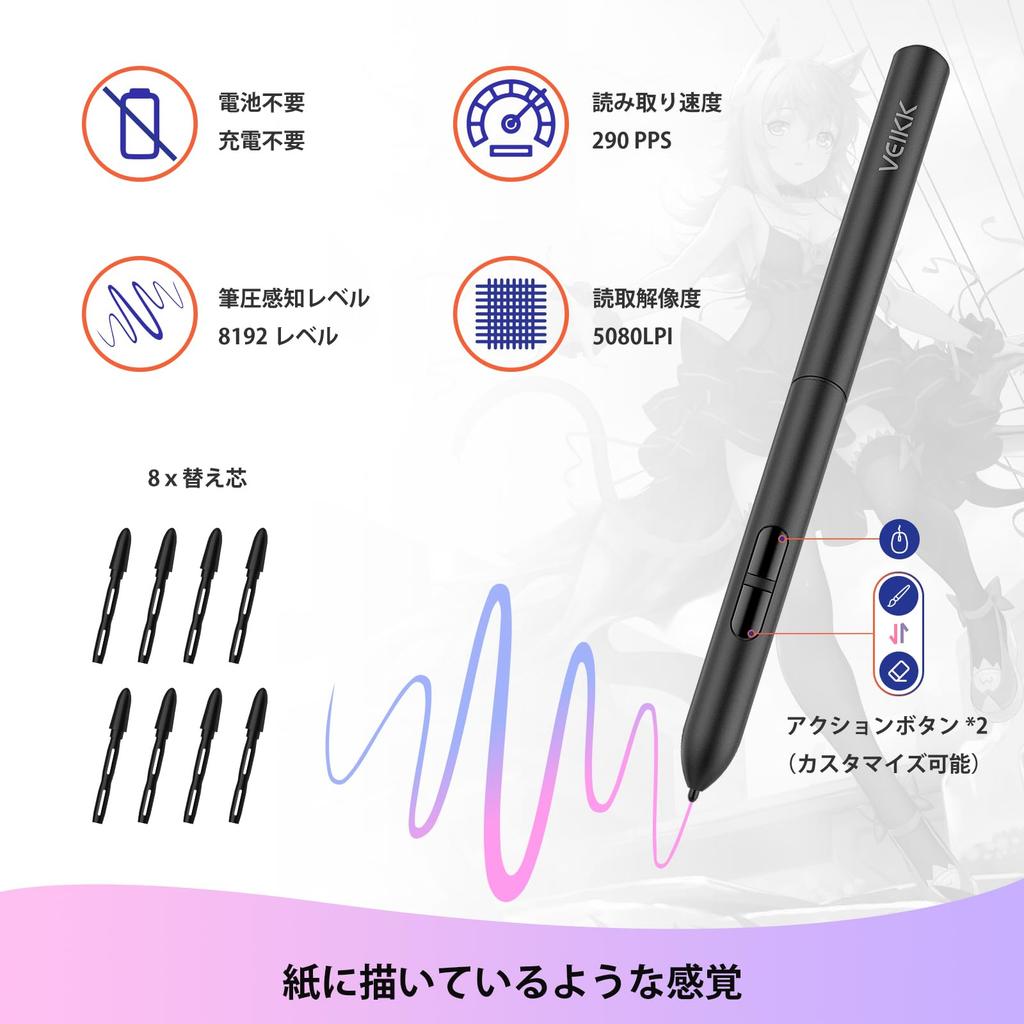 VEIKK S640 Pen Tab 6 x 4 palce Kompatibilní s chytrým telefonem Snadné přenášení Board Tab 8192 Úrovně citlivosti na tlak Detekce naklonění Bez napájení