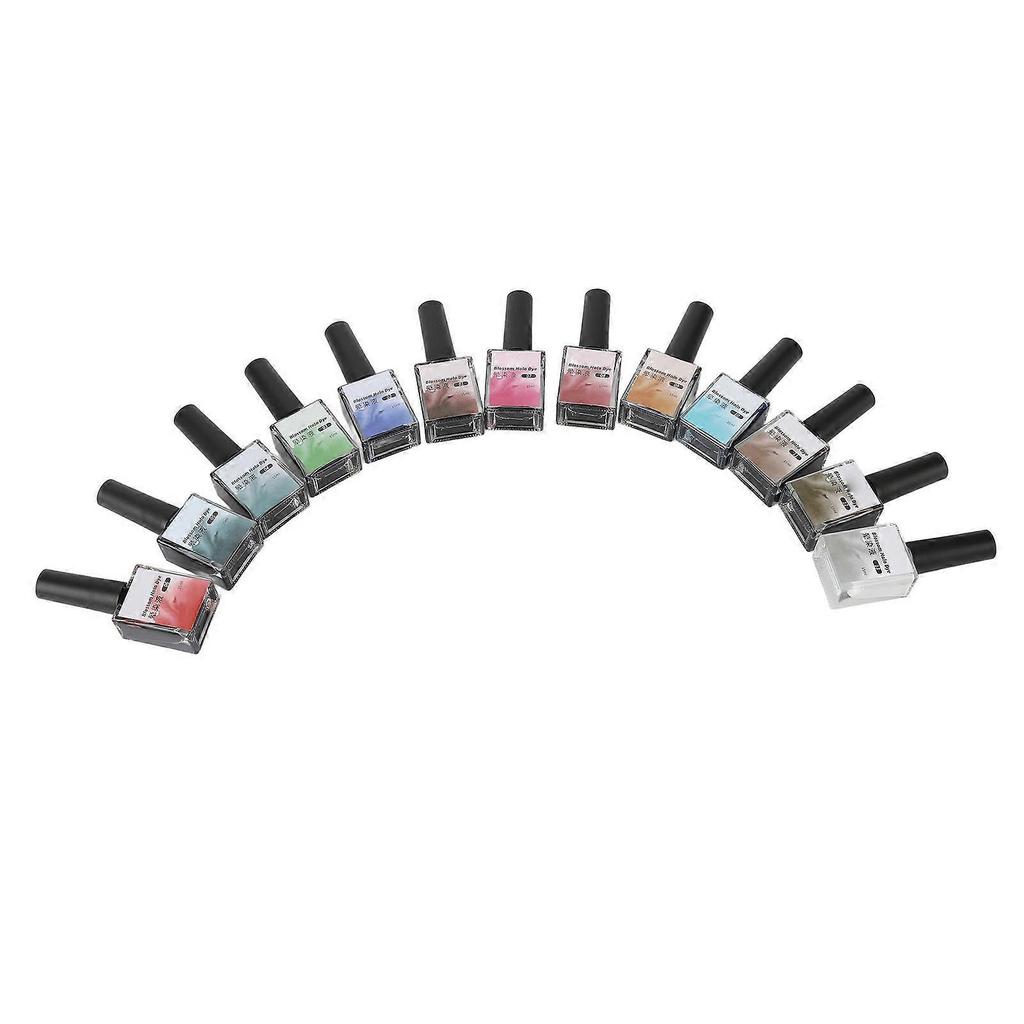 13 Colors Blooming Nail Polish Dye Set Watercolor DIY Nail Art Dye Gel Decorations Manicure Tool