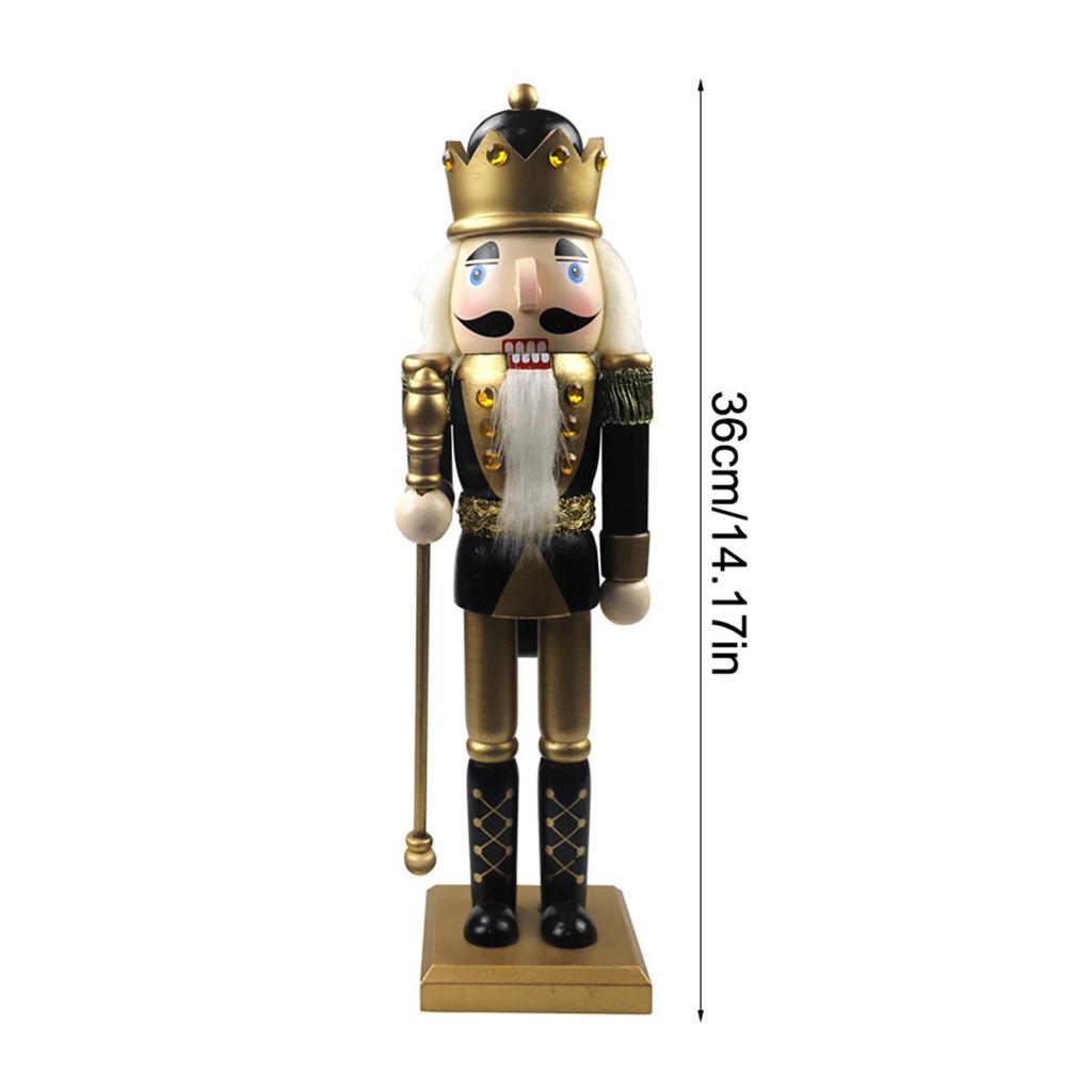 Stylish  Wooden Nutcracker Figure Ornament Lovely  Cartoon Chirstmas Soldier Decor Ornaments for Home Bedroom Living Room  Ofiic