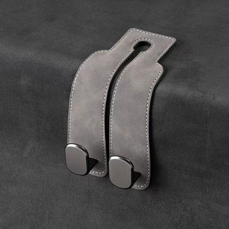 2 in 1 Quality Car Headrest Hook Premium Suede Rear Seat Hanging Dual Hook Large Load-Bearing Alloy/ABS Hook Hanger Universal