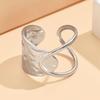 Asymmetrical Texture Design Adjustable Gold-Plated Stainless Steel Open Ring