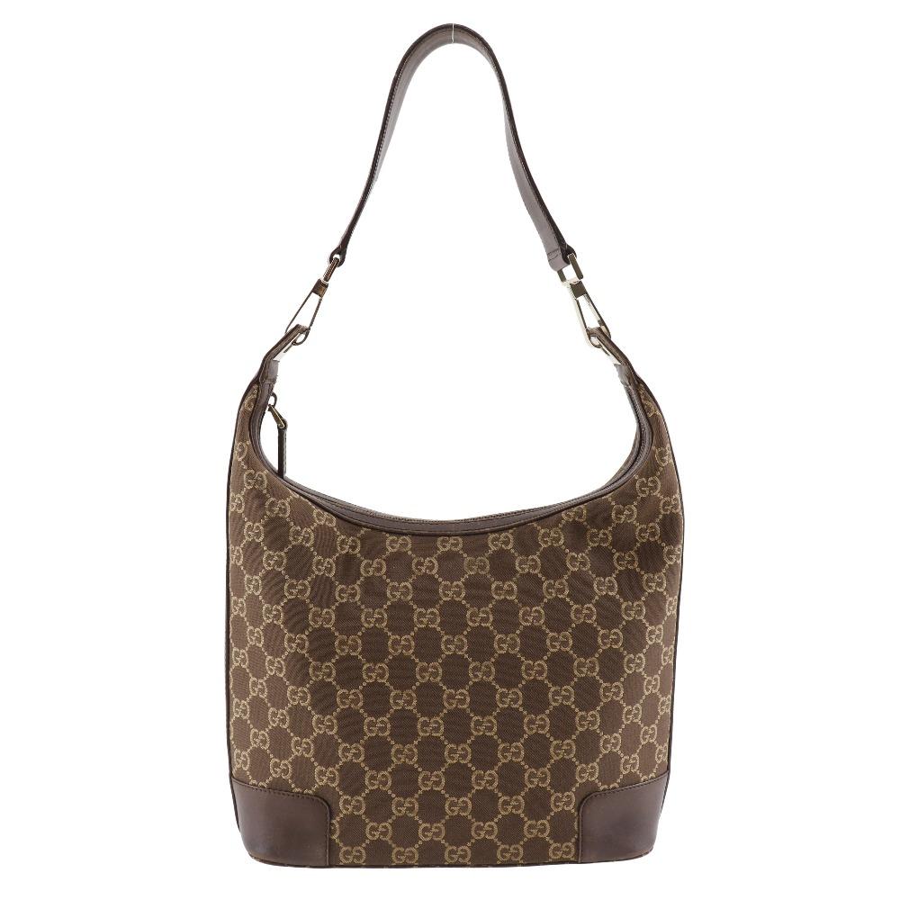 GUCCI One Belt Shoulder Bag 001.4204 Brown GG canvas Women Used
