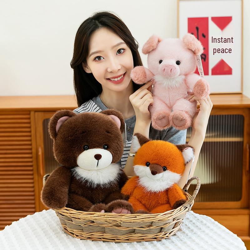Adorable Pig and Fox Plush Doll Collection: Soft Animal Cushions and Figures