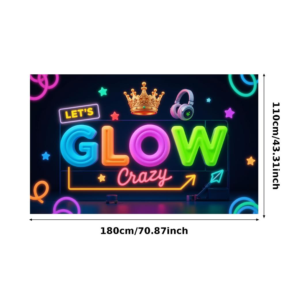 Neon Decoration Headphones Design Neon Party Banner Event Backdrop Party Prop Glow Party Banner For Night Event
