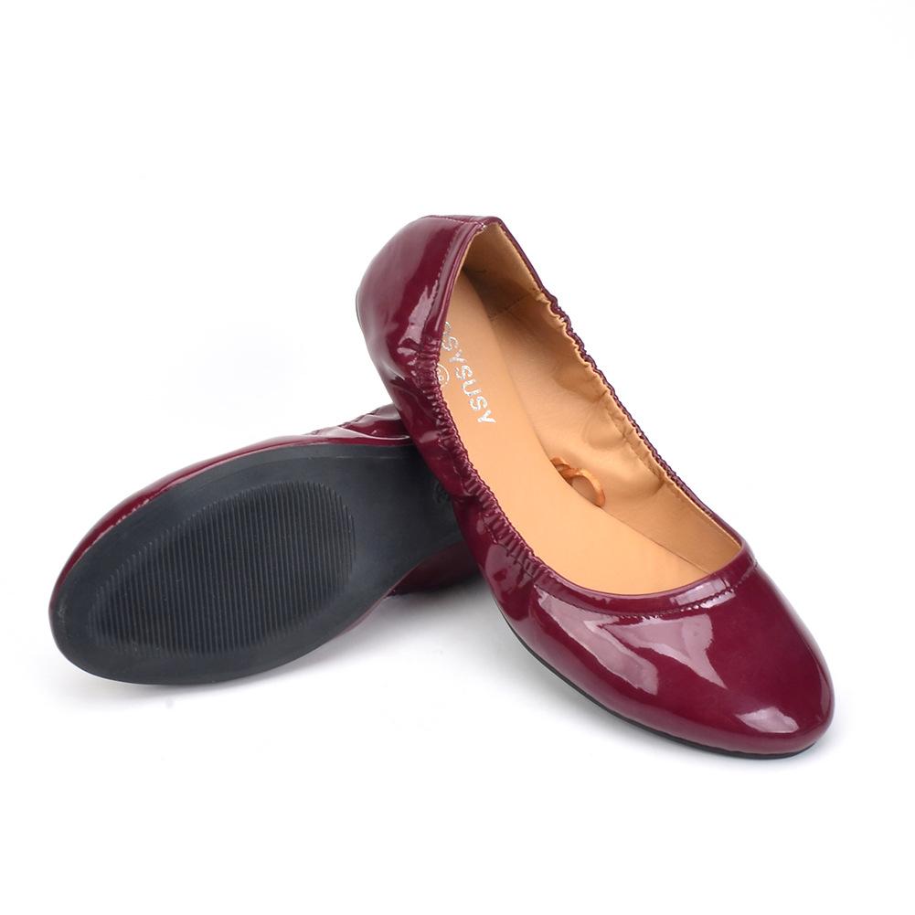 Patent Leather Egg Roll Shoes 2025 Spring and Autumn Soft-soled Women's Single Shoes Light Mouth Shoes