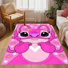 Pink Stitch Heart Background Disney Cartoon Theme Anti-Slip Rug - Polyester, Home Decor, Suitable for Bedrooms, Living Rooms, Doorways, and Studios