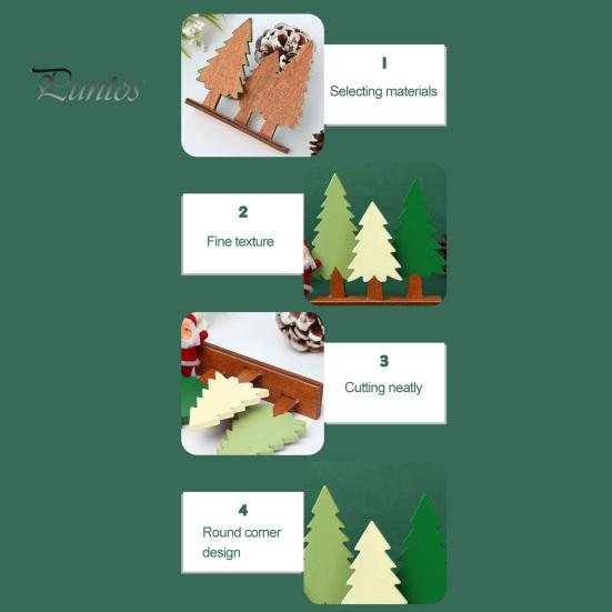 Handcrafted Wooden Tree Christmas Table Sign, 3 Colors Pine Sign with Decor Base, Rustic Xmas Desktop Decoration for Holiday Party