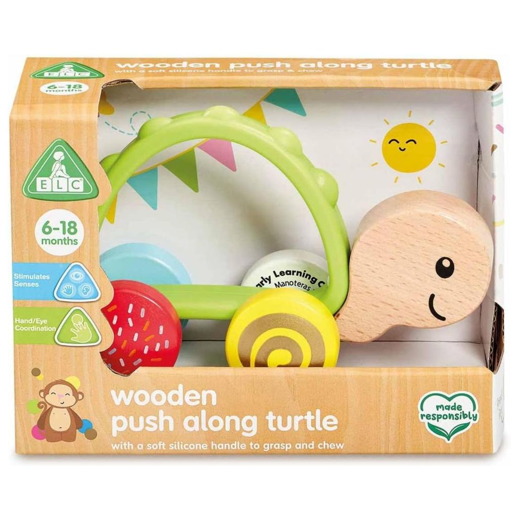 Early Learning Center Wooden Push Turtle Teething Baby Baby Shower Authentic Toy, Toy, Gift, 200689,