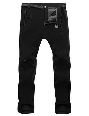 Butrends Men's Thick Fleece-Lined Winter Pants, Softshell, Trekking, and Waterproof Pants for Hiking, Fall, and Winter, Black, Size 2XL