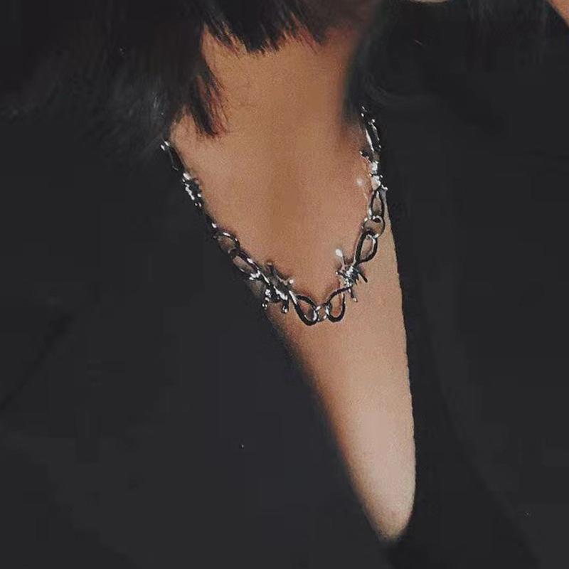 

Мужское ожерелье Thorn в стиле хип-хоп с короткой цепочкой на шею, женское ожерелье с цепочкой на ключице серебряный