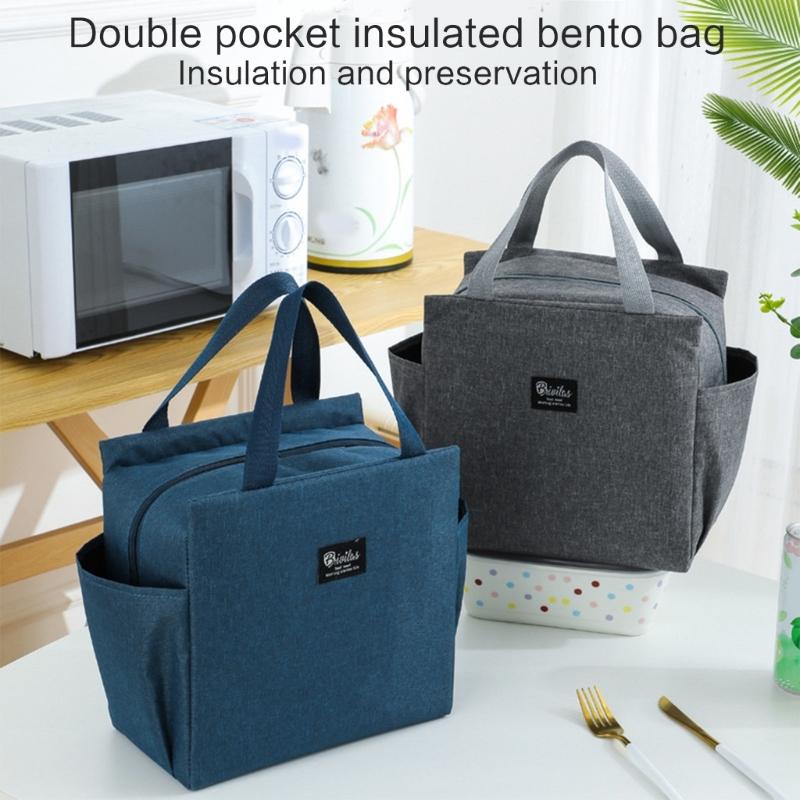 Multifunctional Mother Meal Prep Bag Spacious Baby Food Storage Purse Zippered Insulated Lunch Box with Side Pockets