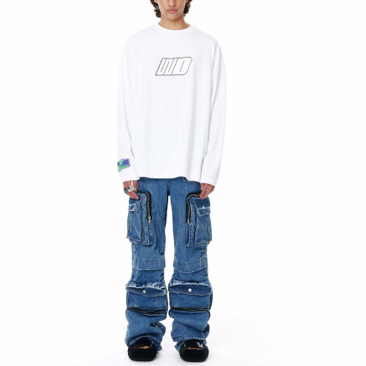 We11done Logo Print Long Sleeve T-Shirt Unisex tops WD-TT1-22-673-U-WH