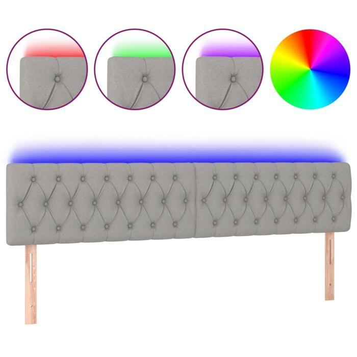 VidaXL LED Headboard Bedroom Furniture Double Bed Accessory Head of Bed Frame Interior Light Grey 3121970