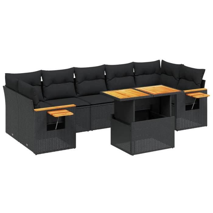 VidaXL Salon de Jardin avec Coussins 8 pcs, Canapés de Terrasse, Ensemble de Meubles de Patio, Mobilier d'Extérieur, Noir 3273428