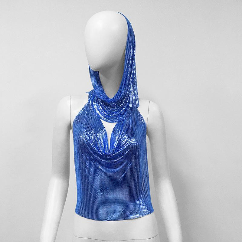 2023 Summer Trendy European & American Women's Hooded Metal Strap Vest – Sexy Hot Girl Sling Top