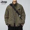 JEEP SPIRIT Men's Retro Plaid Stand-Collar Winter Jacket