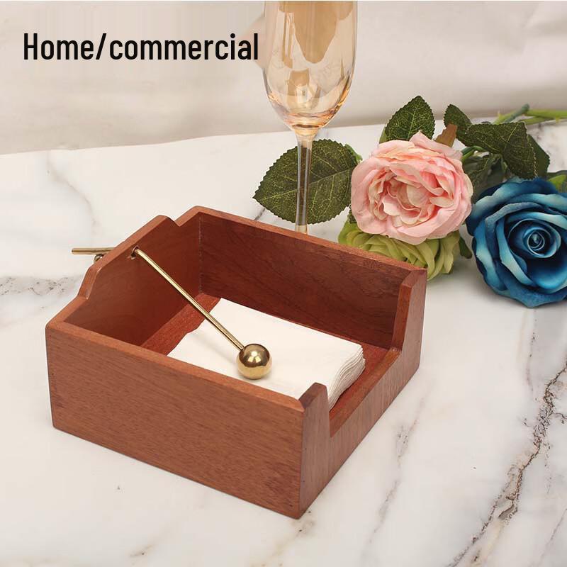 Bozhen Jiangchu Solid Wood Minimalist Tissue Box with Toothpick Holder