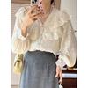 1116 new niche French design ruffle lace shirt spring and summer Korean version gentle and sweet shirt