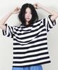 Deumakeu Bold Stripe Oversized Short Sleeve T-Shirt Black