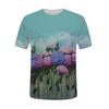 Women's Fashion Casual Comfortable Printed O-Neck Short Sleeve Top Blouse